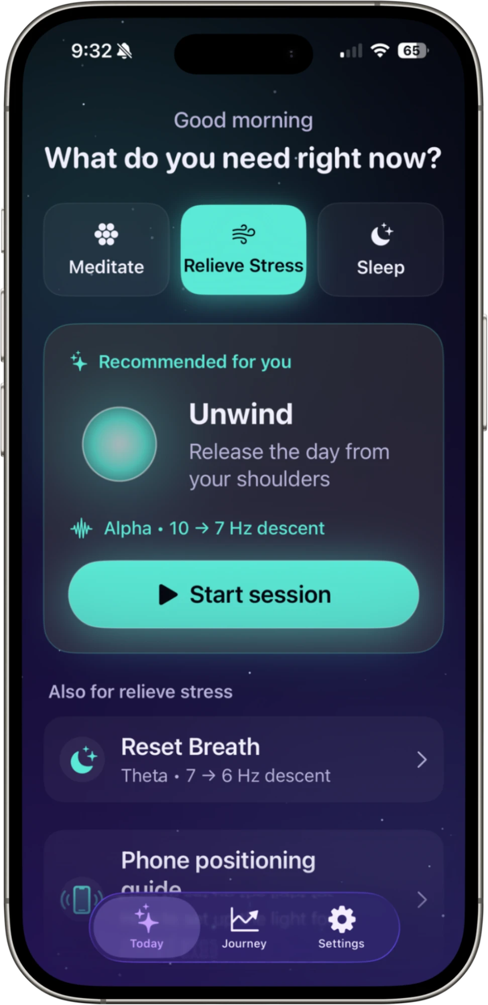 Driftwave app — Relieve Stress mode